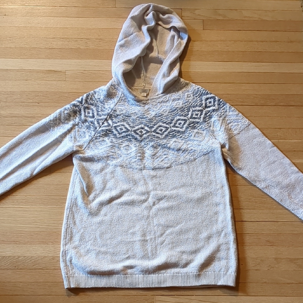 J. Jill White and Gray Cowl Neck Sweater with Textured Knit